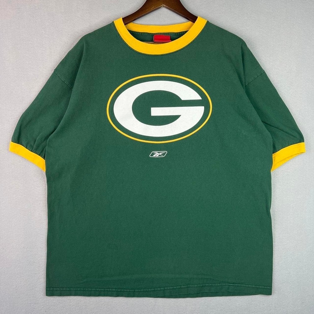 2000s Green Bay Packers NFL Football Reebok Green Ringer Tee Shirt XL